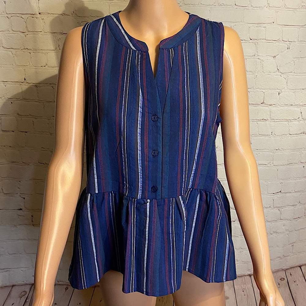 Alya size medium blue & white stripped boho blouse